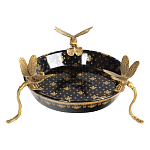 Блюдо черного цвета из фрафора на бронзовых ножках в виде стрекоз Eden Garden варинант исполнения - 2 | Loft Concept в Новосибирске