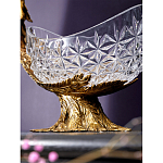 Чаша из прозрачного стекла на бронзовой подставке в виде павлина с рельефным хвостом Eden Garden варинант исполнения - 5 | Loft Concept в Новосибирске