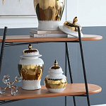Ваза белая с крышкой и золотистыми фрагментами Chinoiserie Ceramics варинант исполнения - 2 | Loft Concept в Новосибирске