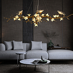 Люстра в виде золотой ветки с цветами и птичками Marvelous Garden варинант исполнения - 3 | Loft Concept в Новосибирске