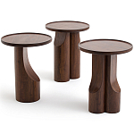 Круглый приставной стол из массива ореха Balu Wooden Side Table варинант исполнения - 5 | Loft Concept в Новосибирске