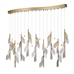 Люстра с золотистыми трубками и прозрачными стеклянными листьями на подвесах Sylva  варинант исполнения - 3 | Loft Concept в Новосибирске