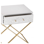Приставной столик с выдвижным ящиком  White Table Carved Pattern варинант исполнения - 2 | Loft Concept в Новосибирске
