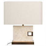 Настольная лампа с прямоугольным основанием из натурального камня c тканевым абажуром Lapis Tiburtinus варинант исполнения - 1 | Loft Concept в Новосибирске