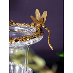 Ваза из прозрачного стекла на бронзовой подставке с ободком и ручками в виде стрекоз Eden Garden варинант исполнения - 3 | Loft Concept в Новосибирске