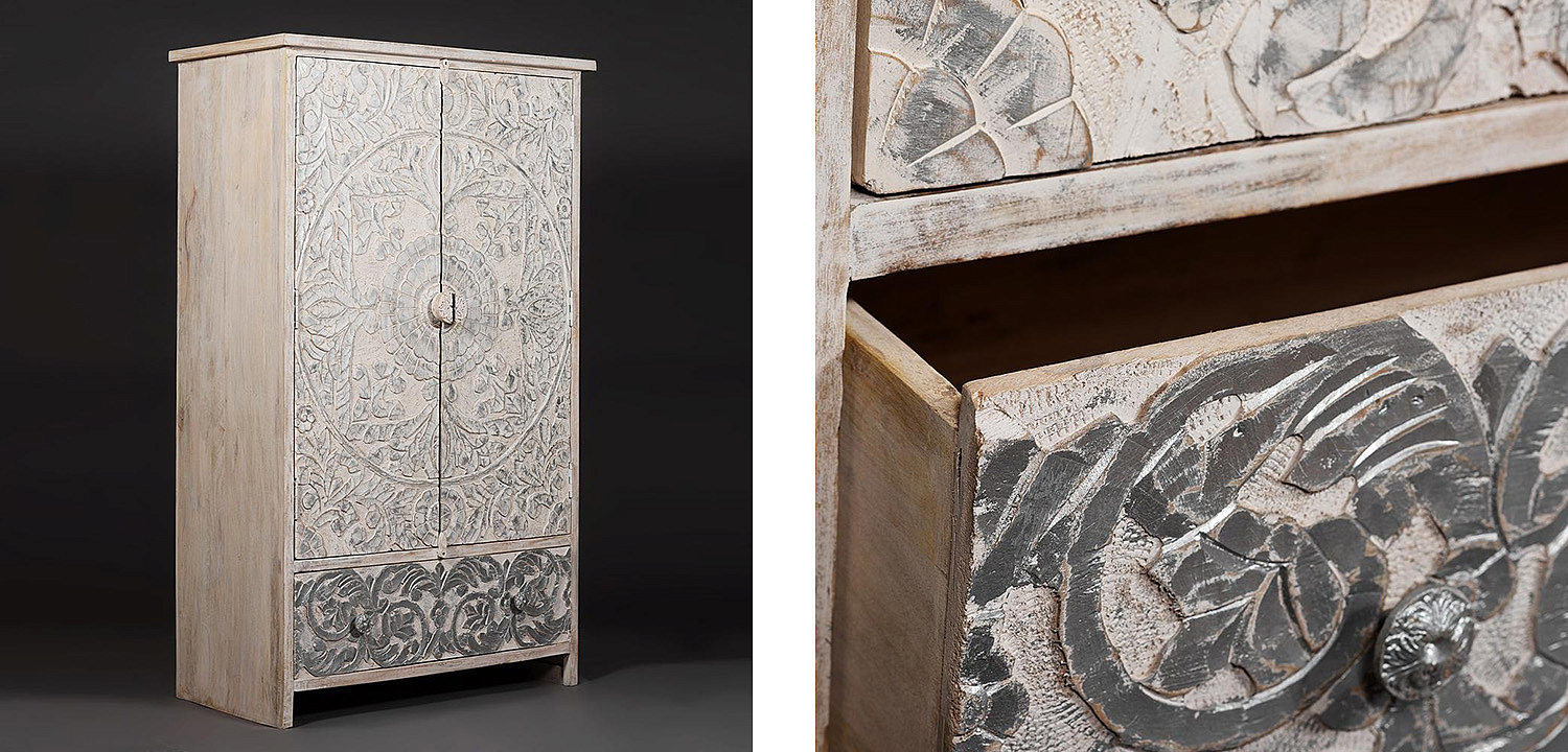 Шкаф Indian antique white Cupboard - Loft-Concept в Новосибирске