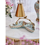 Блюдо из голубого фарфора с бронзовой ручкой в виде ветки Blue Garden варинант исполнения - 3 | Loft Concept в Новосибирске