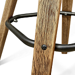 Барный стул со спинкой и металлической подставкой на 4-х деревянных ножках Коричневый Велюр Vendramin Chair варинант исполнения - 3 | Loft Concept в Новосибирске