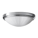 Потолочный светильник для ванных комнат цвета хром с белым матовым ребристым плафоном в форме полусферы Feiss варинант исполнения - 1 | Loft Concept в Новосибирске