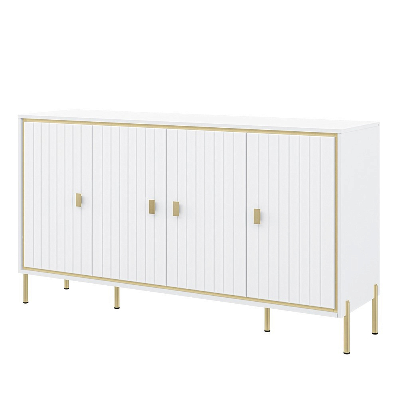 Консоль четырёхдверная с полками Antique Order Белый Золотой в Новосибирске | Loft Concept 