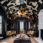 Обои ручная роспись в стиле Арт-деко Symphony Original colourway on Flint silk dupion варинант исполнения - 1 | Loft Concept в Новосибирске