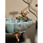 Блюдо из голубого фарфора с бронзовой птичкой Blue Garden варинант исполнения - 6 | Loft Concept в Новосибирске