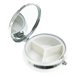 Таблетница карманная круглая с 3-мя отделениями с зеркалом и накладкой из натурального камня Содалит Silver Stone Pillboxes варинант исполнения - 2 | Loft Concept в Новосибирске