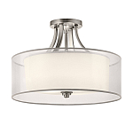 Потолочный светильник с двойным цилиндрическим плафоном из белого стекла и прозрачной органзы Kichler варинант исполнения - 12 | Loft Concept в Новосибирске