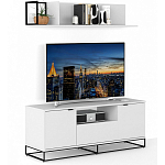 ТВ-тумба белая с  2-мя дверцами и ящиком Strict Lines варинант исполнения - 5 | Loft Concept в Новосибирске