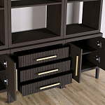 Модульный стеллаж Primo из трех составных элементов Темный орех варинант исполнения - 5 | Loft Concept в Новосибирске