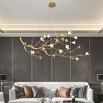 Люстра в виде золотой ветки с цветами Glass Flower Pendant Light варинант исполнения - 4 | Loft Concept в Новосибирске