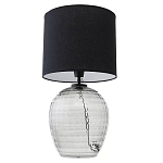 Настольная лампа с черным цилиндрическим тканевым абажуром и фактурным прозрачным основанием Black Cone варинант исполнения - 2 | Loft Concept в Новосибирске