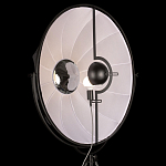 Торшер в виде прожектора с круглым тканевым абажуром на треноге черного цвета Radiance Éclat варинант исполнения - 5 | Loft Concept в Новосибирске