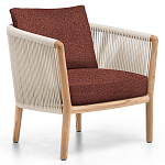 Дизайнерское уличное кресло из массива дерева с веревочной спинкой BOBOLI Armchair варинант исполнения - 1 | Loft Concept в Новосибирске