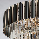 Люстра из черного металла с многоярусными подвесками из прозрачного хрусталя на золотой цепи Empire Black Chandelier Crystal варинант исполнения - 10 | Loft Concept в Новосибирске