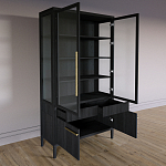 Витрина Primo со стеклянными фасадами и буфетом шпон Черный дуб варинант исполнения - 4 | Loft Concept в Новосибирске