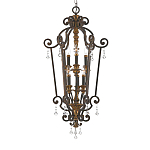 Люстра бронзового цвета с 6-ю лампами и стеклянными подвесками в классическом стиле Quoizel варинант исполнения - 1 | Loft Concept в Новосибирске