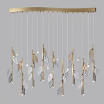 Люстра с золотистыми трубками и прозрачными стеклянными листьями на подвесах Sylva  варинант исполнения - 4 | Loft Concept в Новосибирске