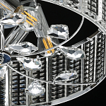 Люстра круглая на цепи цвета хром с прозрачными рельефными хрустальными пластинами Textured Glass Chandelier варинант исполнения - 7 | Loft Concept в Новосибирске