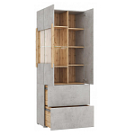 Шкаф-витрина двухдверная с фасадом цвета серый бетон Grace of Furniture варинант исполнения - 3 | Loft Concept в Новосибирске