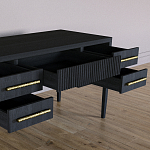 Большой Рабочий стол Primo с 5 выдвижными ящиками Черный дуб варинант исполнения - 7 | Loft Concept в Новосибирске