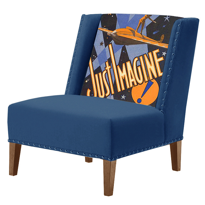 FUN Armchair Just Imagine Dark blue Дизайнерское кресло с цветным принтом Сапфирово-синий в Новосибирске | Loft Concept 