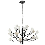 Люстра подвесная черного цвета с ветвями и белыми фарфоровыми цветами Floralis варинант исполнения - 7 | Loft Concept в Новосибирске