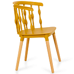Пластиковый стул на ножках из массива бука Ferret Spiral Mustard варинант исполнения - 3 | Loft Concept в Новосибирске