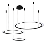 Люстра подвесная светодиодная с тремя черными кольцами и пультом управления Ring Horizontal варинант исполнения - 2 | Loft Concept в Новосибирске