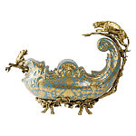 Чаша голубого цвета с оранментом и и бронзовыми фигурами леопардов Eden Garden варинант исполнения - 3 | Loft Concept в Новосибирске