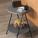 Стол приставной с 2-мя круглыми столешницами цвета антрацит ESSEL SIDE TABLE ANTHRACITE варинант исполнения - 7 | Loft Concept в Новосибирске