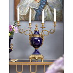 Подсвечник из темно-синего фарфора на бронзовой подставке с фигурками ангелов и декоративными ручками Eden Garden варинант исполнения - 3 | Loft Concept в Новосибирске