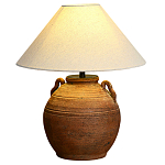 Настольная лампа керамическая коричневая с тканевым абажуром Eastern Tale варинант исполнения - 2 | Loft Concept в Новосибирске