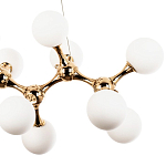 Линейная люстра с плафонами из стеклянных шаров Pearls Suspension Linear Gold Chandelier варинант исполнения - 4 | Loft Concept в Новосибирске