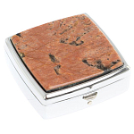 Таблетница карманная квадратная с 2-мя отделениями с зеркалом и накладкой из натурального камня Пегматит Silver Stone Pillboxes варинант исполнения - 1 | Loft Concept в Новосибирске