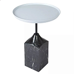 Кофейный столик с круглой столешницей и мраморным основанием Steel Reliability варинант исполнения - 2 | Loft Concept в Новосибирске