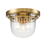 Потолочный светильник для ванных комнат с круглым стеклянным плафоном и тремя лампами Quoizel варинант исполнения - 1 | Loft Concept в Новосибирске