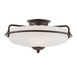 Потолочный светильник со стеклянным плафоном на изогнутых кронштейнах Quoizel  варинант исполнения - 1 | Loft Concept в Новосибирске