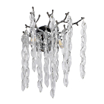 Бра цвета хром с ветвями и прозрачными стеклянными подвесками в виде вытянутых спиральных капель Droplet Chandelier варинант исполнения - 1 | Loft Concept в Новосибирске