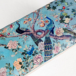 Банкетка из массива бука с цветочным принтом Turquoise Beige Chinoiserie Garden Banquette варинант исполнения - 2 | Loft Concept в Новосибирске