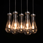 Люстра с 7-ю прозрачными плафонами из стекла в форме капли на круглом потолочном основании цвета хром Lucid Rain  варинант исполнения - 5 | Loft Concept в Новосибирске