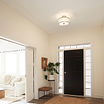 Потолочный светильник с двойным цилиндрическим плафоном из белого стекла и прозрачной органзы Kichler варинант исполнения - 11 | Loft Concept в Новосибирске