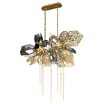 Люстра подвесная с 18-ю стеклянными плафонами с вертикальными подвесками Gilded Mirage  варинант исполнения - 5 | Loft Concept в Новосибирске