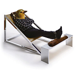 Дизайнерское кресло на металлическом каркасе с подставкой для ног Poltronova Mies Armchair варинант исполнения - 2 | Loft Concept в Новосибирске